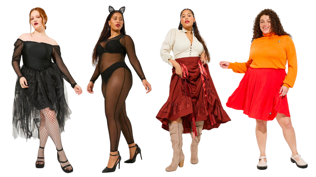 Plus size fashion blogger Natalie in the City hares where to shop for plus size Halloween costumes and costume ideas.